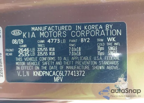 2020 Kia Sportage Ex from USA, damaged, VIN KNDPNCAC6L7741372